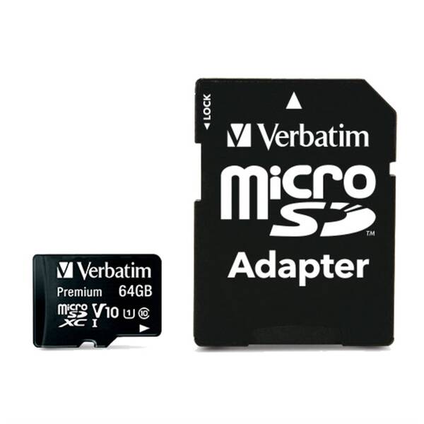 Pamäťová karta Verbatim micro SDXC 64GB Class 10 (90R/10W) + adaptér 

