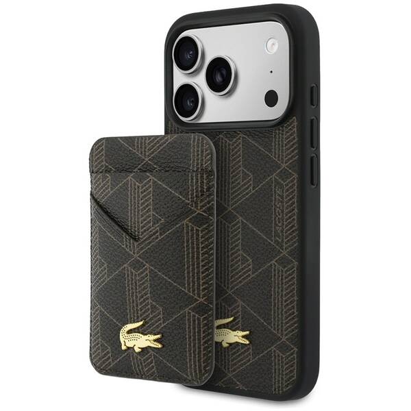 Kryt na mobil Lacoste PVC Blend MagSafe + Peněženka na Apple iPhone 17 Pro Max hnedý

