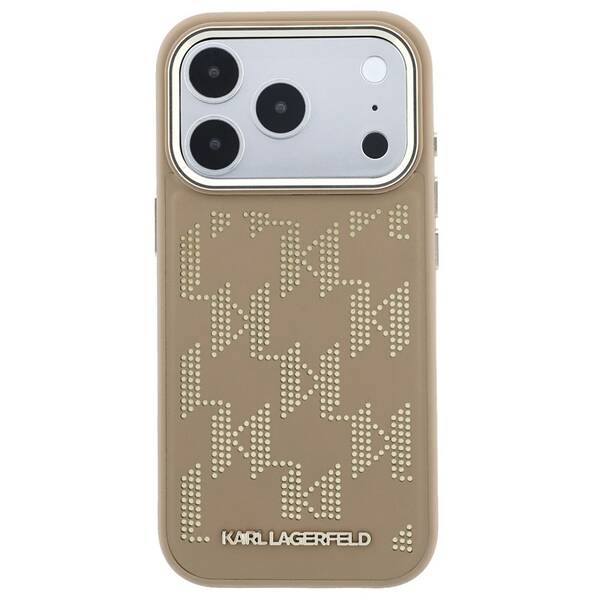 Kryt na mobil Karl Lagerfeld PU Perforated Monogram MagSafe na Apple iPhone 17 Pro béžový

