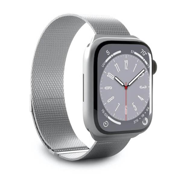 Remienok Puro MILANESE pre Apple Watch 42/44/45/49 mm strieborný


