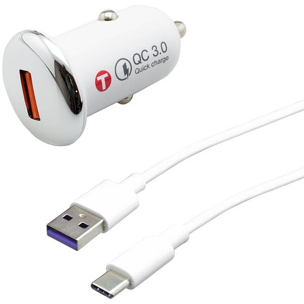 Adaptér do auta Mobilnet USB-C QC 3 A WHT 

