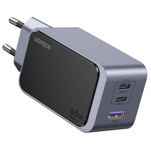 Nabíjačka do siete UGREEN Nexode S 65W 2xUSB-C, 1xUSB-A, GaN sivá

