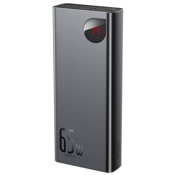 Powerbank Baseus Adaman Metal s digitálnym displejom QC + PD 20000mAh 65W čierny

