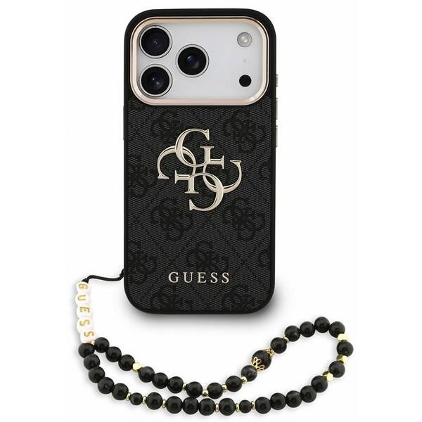 Kryt na mobil Guess PU 4G Metal Logo Strap na Apple iPhone 18 Pro čierny

