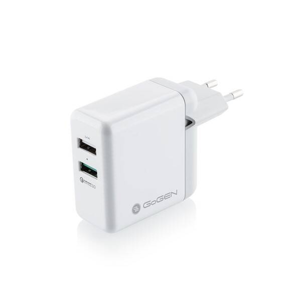 Nabíjačka do siete GoGEN ACHQ 203, 2x USB, 2,4A s funkciou rýchlonabíjania QC 3.0 biela

