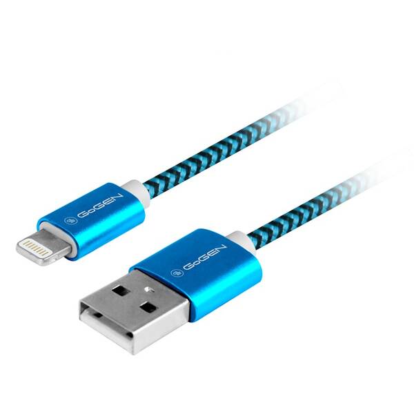 Kábel GoGEN USB / lightning, 1m, opletený modrý

