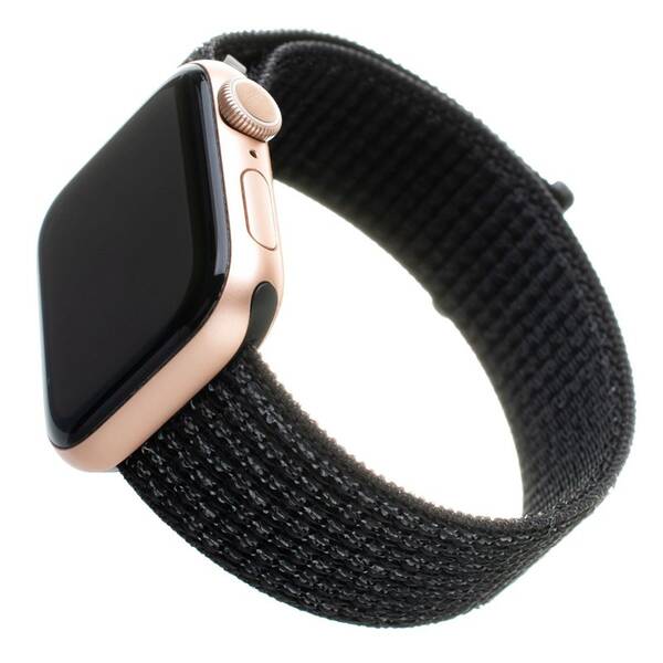 Remienok FIXED Nylon Strap na Apple Watch 42/44/45/49 mm - reflexne čierny 

