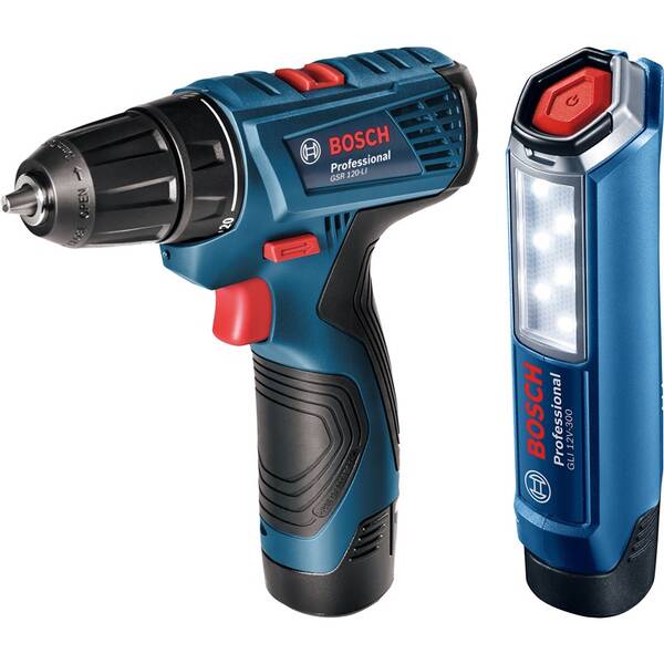 Vŕtací skrutkovač Bosch Professional GSR 120 LI  +  GLI 12V-300 (s batériou) 

