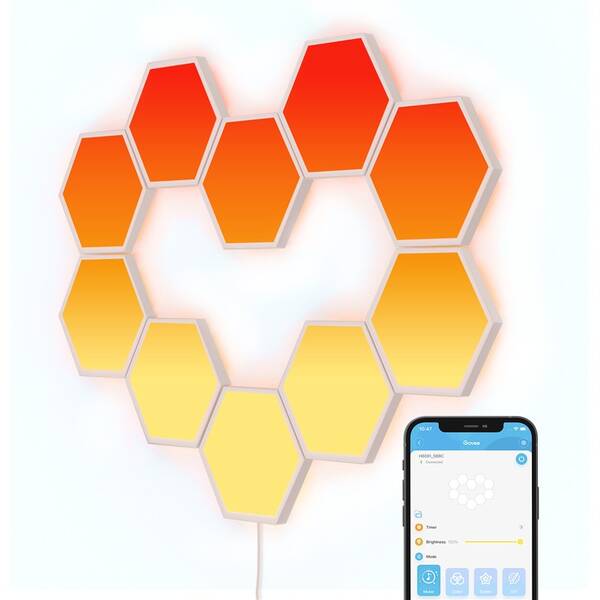 Nástenné svietidlo Govee RGBIC Glide Hexa svetelné panely, 10 ks biele

