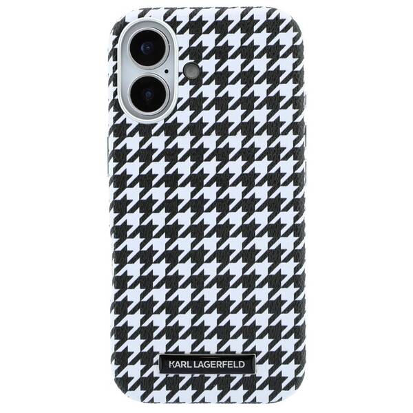Kryt na mobil Karl Lagerfeld PU Houndstooth Resin Plate MagSafe na Apple iPhone 17 čierny


