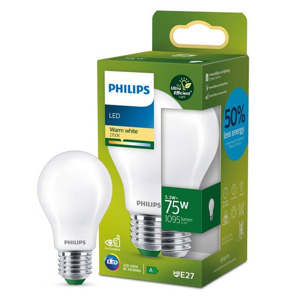 LED žiarovka Philips 75W, A60, E27, teplá bílá 

