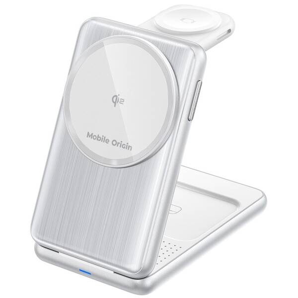 Bezdrôtová nabíjačka Mobile Origin PW8 3in1 Foldable Qi2 strieborná

