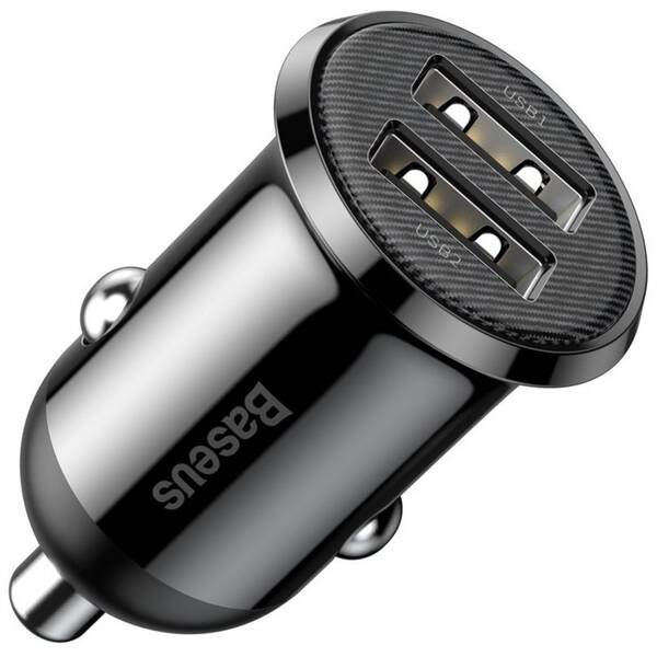 Adaptér do auta Baseus Grain Pro 2x USB, 4,8 A, 24 W čierny

