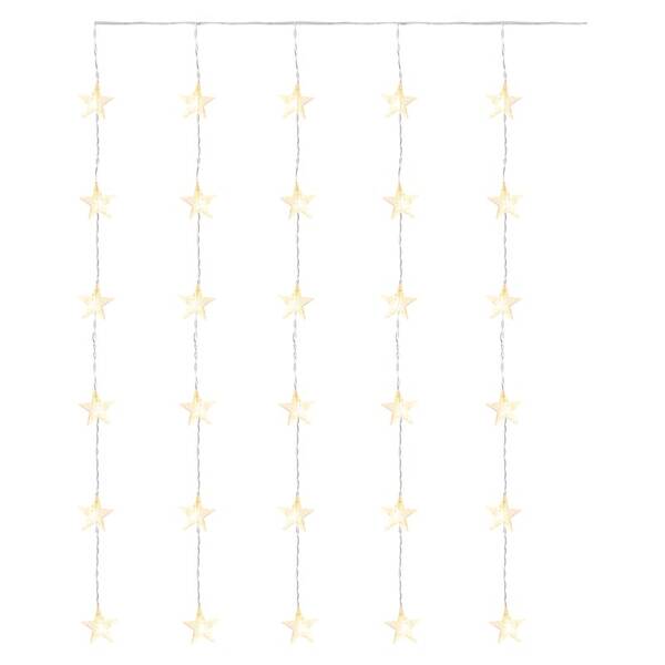 Vianočné osvetlenie EMOS 30 LED záves - hviezdy, 120x90 cm, vonkajšie aj vnútorné, teplá biela, časovač 

