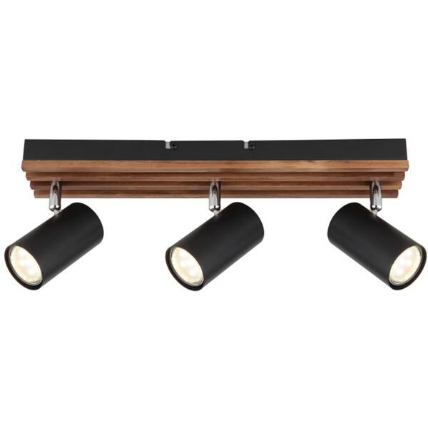 LED stropné svietidlo GLOBO Kayden, 3x GU10 čierne/drevené


