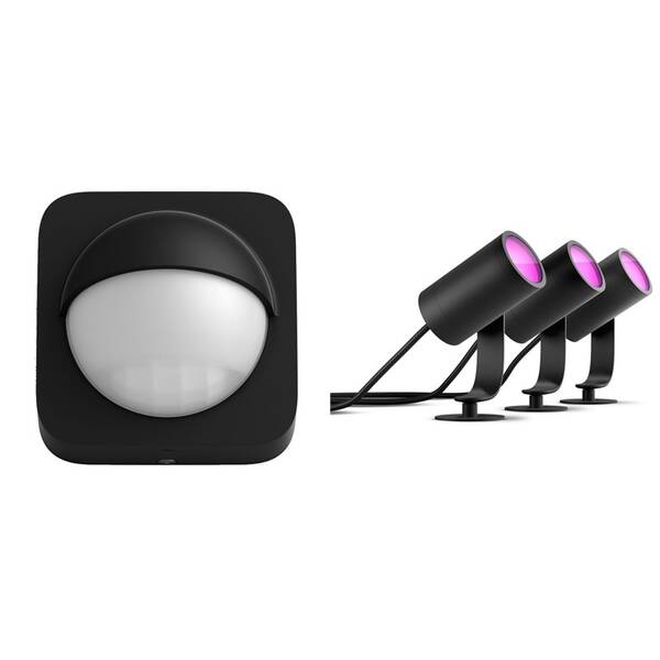 Svietidlo vonkajšie Philips Venkovní svítidlo Philips Hue Lily White and Color Ambiance Spot 3ks + Detektor pohybu Philips Hue Outdoor (8719514342262) černé čierne

