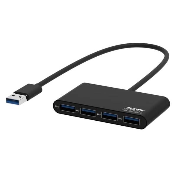 USB Hub PORT CONNECT USB-A , 4x USB 3.0 čierny

