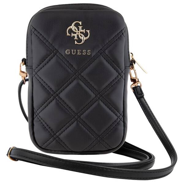 Taštička cez rameno Guess PU Quilted 4G Metal Logo čierne

