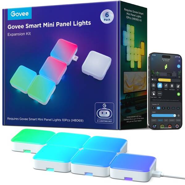 Nástenné svietidlo Govee Smart mini RGBIC panely - rozšírenie (6 ks) biele

