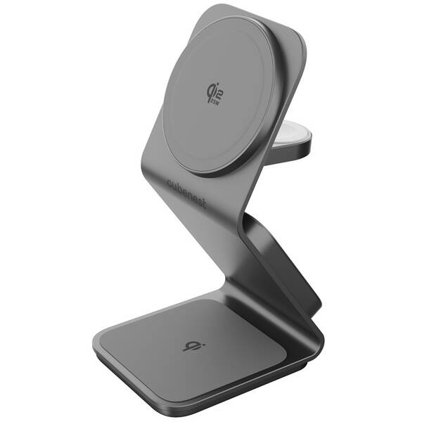 Bezdrôtová nabíjačka Cubenest SQ314 Qi2.2 3v1 s MagSafe sivá

