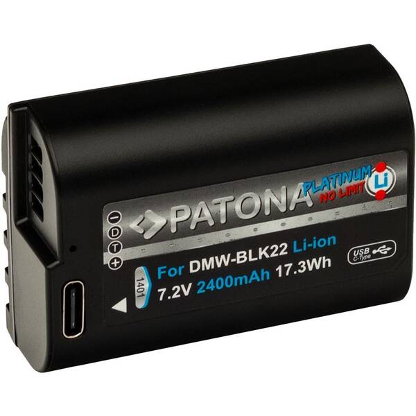 Batéria PATONA pre digitálnu kameru Panasonic DMW-BLK22 2400mAh Li-Ion Platinum, USB-C čierna

