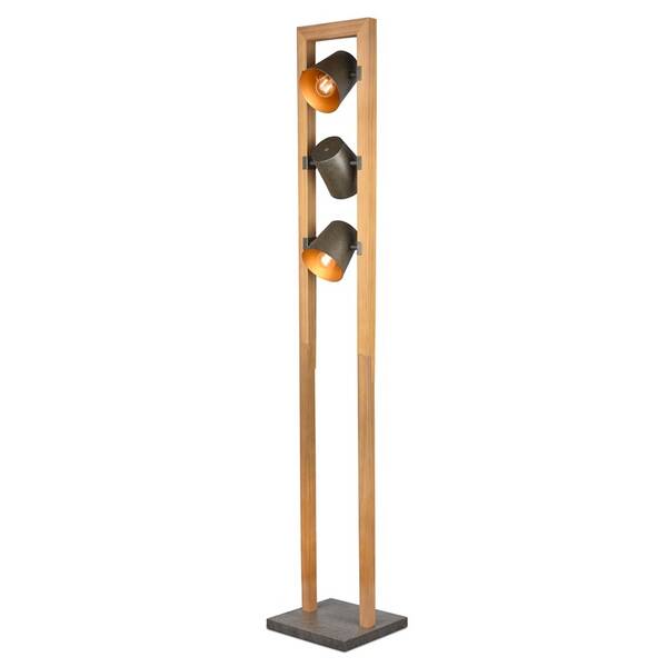 Stojacia lampa TRIO Bell, 3x E14 drevená


