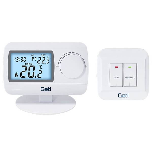 Termostat Geti GRT03, bezdrôtový programovateľný 7denný biely

