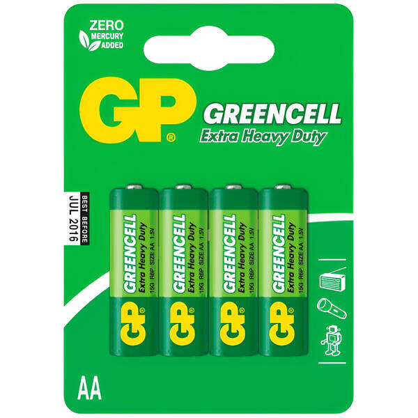Batéria zinkochloridová GP Greencell AA, R06, blister 4ks 

