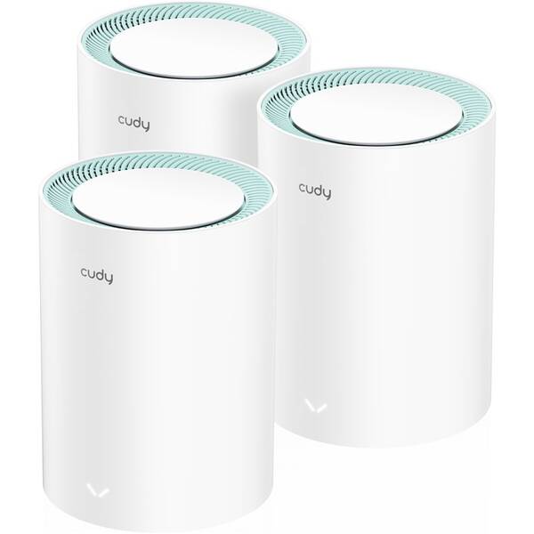 Kompletný Wi-Fi systém Cudy M1300 AC1200 Wi-Fi Mesh Gigabit, set 3 ks biely

