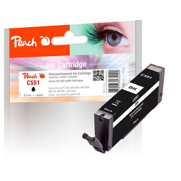 Cartridge Peach Canon CLI-551BK, 8,5 ml čierna

