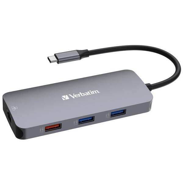 USB Hub Verbatim USB-C Pro Multiport 9 Port strieborný

