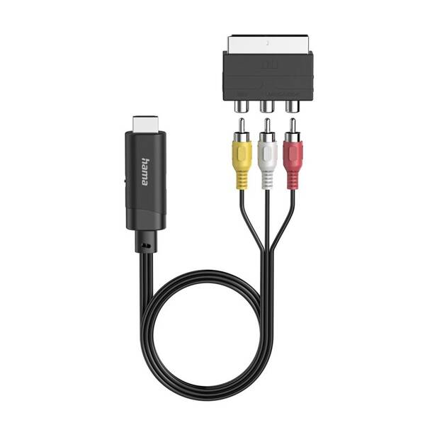 Kábel Hama AV-Konvertor, Scart/Cinch na HDMI, 1m, jednosmerný čierny

