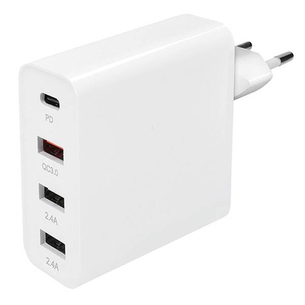Nabíjačka do siete Solight 3x USB-A, 1x USB-C, 48W, QC3.0+PD biela

