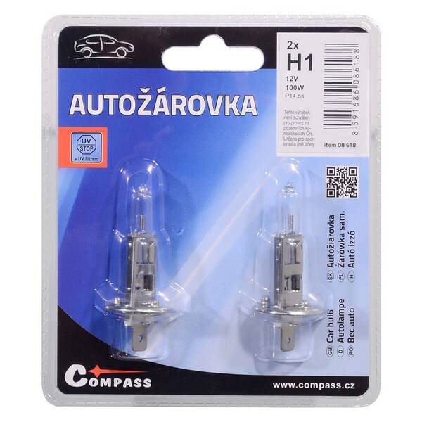 Autožiarovka Compass 08618 12V H1 100W P14,5s (2 ks) 

