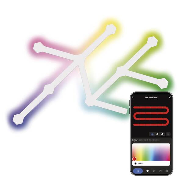 Nástenné svietidlo EMOS GoSmart, 34 W, RGB Lines (9 ks) biele

