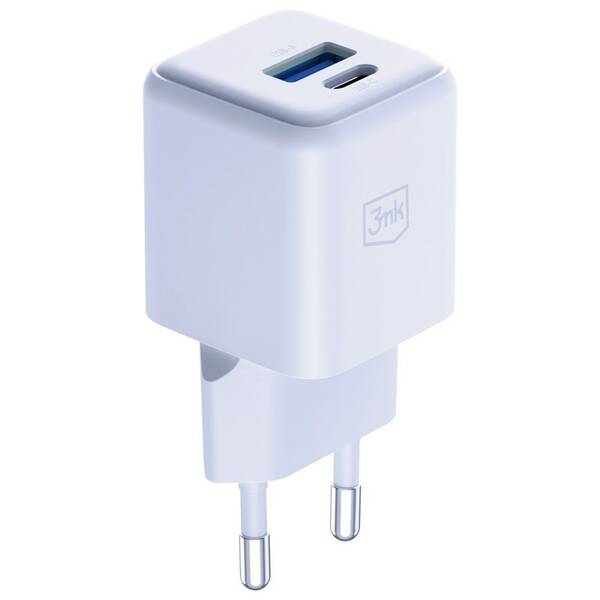 Nabíjačka do siete 3mk Hyper GaN USB-C/USB-A 20W biela

