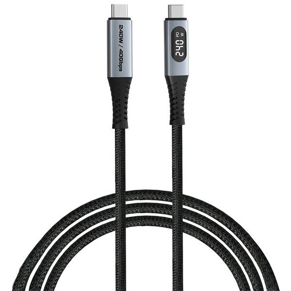 Kábel Verbatim Sync & Charge s displejem USB-C/USB-C 240W 1,2m čierny

