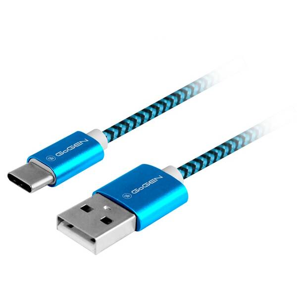 Kábel GoGEN USB / USB-C, 1m, opletený modrý

