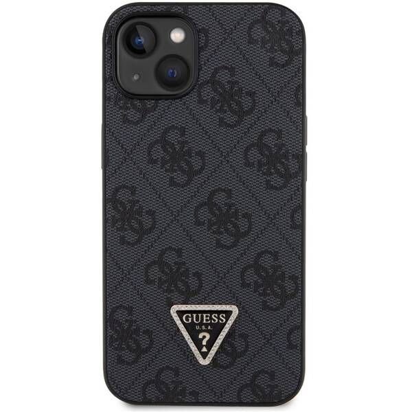 Kryt na mobil Guess 4G Strass Triangle Metal Logo na Apple iPhone 15 čierny

