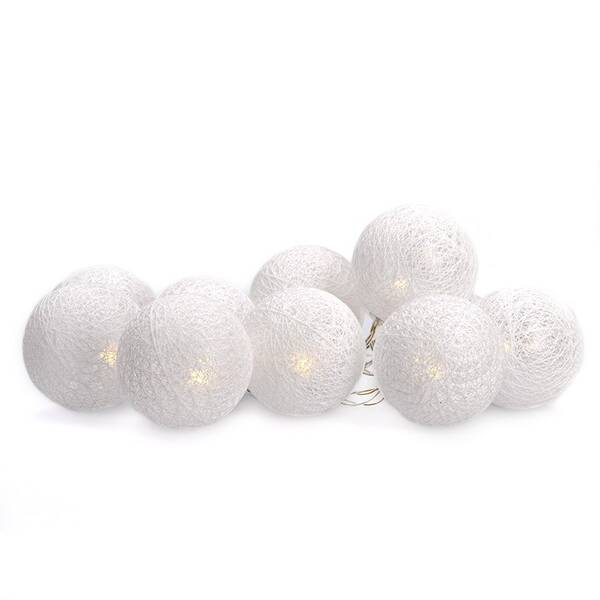 Vianočné osvetlenie Solight reťaz - guľa bavlnené, 10LED, 1m, 2x AA, IP20 biele

