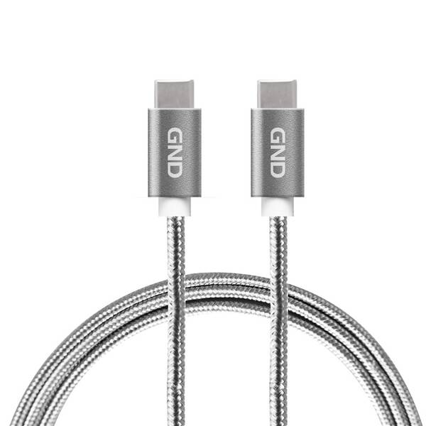 Kábel GND USB-C/USB-C 3.1, PD, 1m, opletený sivý

