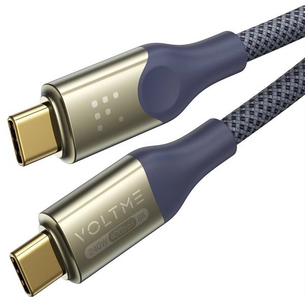 Kábel Voltme Powerlink Utron Series USB-C/USB-C, CTC 5A/240W 1,2m sivý/modrý

