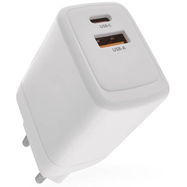 Nabíjačka do siete EMOS GaN, 45W, 1x USB-A/1x USB-C biela

