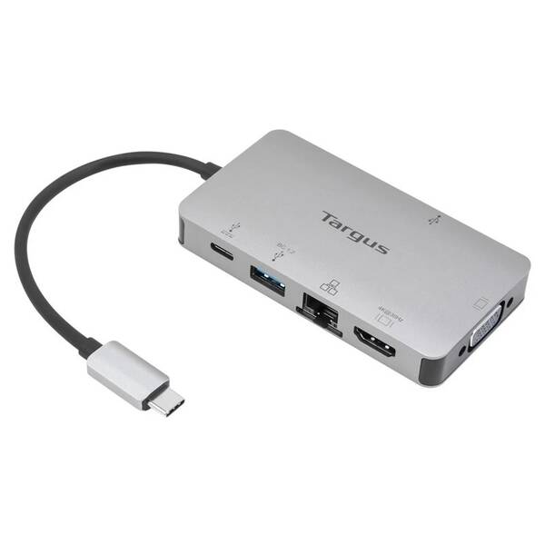 Dokovacia stanica Targus Universal USB-C Single Video 4K HDMI/VGA, 100W PD Pass-Thru strieborná

