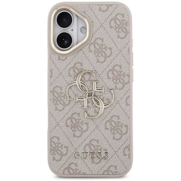 Kryt na mobil Guess PU Leather 4G Metal Logo Gold Frame MagSafe na Apple iPhone 17 ružový

