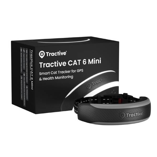 GPS lokátor Tractive CAT 6 Mini – pre mačky a zdravie monitor s integrovaným obojkom čierny

