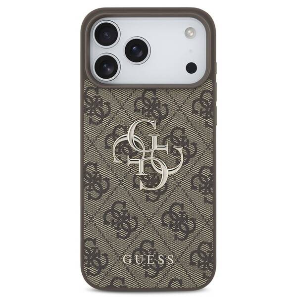 Kryt na mobil Guess 4G Metal Logo na Apple iPhone 18 Pro hnedý

