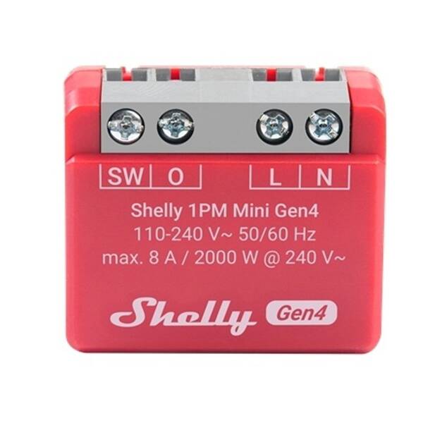 Modul Shelly 1PM Mini Gen4 Controller Zigbee/Matter červený

