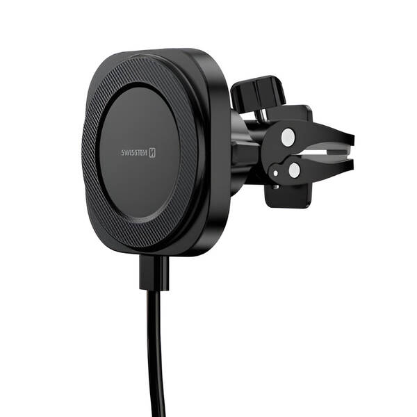 Držiak na mobil Swissten MagStick COMPACT s bezdrôtovým nabíjaním 15 W/7,5 W čierny

