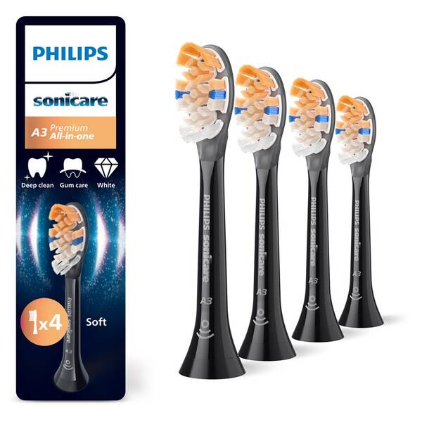 Náhradné hlavice Philips HX9094/88 (4 ks) čierna

